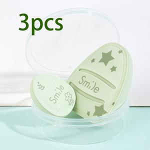 TEMU It's 말차 그린 플라워 파우더 퍼프 3종 세트, 스펀지 2개와 보관함 1개 포함, 베이지 친화적 소재, 균일한 발림으로 메이크업을 가리지 않고 얼굴을 완벽히 커버, 세련된 룩 연출, 휴대용 여행 스펀지 키트, 완벽한 선물