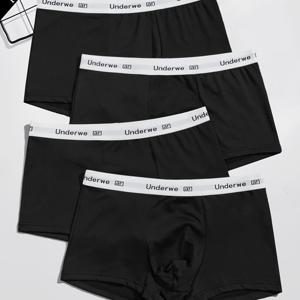 TEMU 4개입 남성용 드로즈 - 통기성, 신축성, 솔리드 블랙, 탄성 허리 밴드, 캐주얼 복장, 스포츠, 선물용 편안한 착용감, 드로즈 팬티, 스포츠 속옷, 디자인, 부드러운 질감의 원단