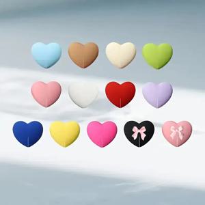 TEMU 13개 하트 모양 와인 글라스 마커 - PVC 손잡이 식별자, 여성 파티, 졸업 축하 및 테이스팅 이벤트용 - 핑크, 블루, 그린, 옐로우, 화이트, 블랙의 내구성 있는 스타일리시 음료 라벨