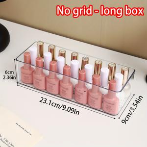 TEMU 1개 투명 플라스틱 네일 폴리쉬 정리함, 데스크탑 화장품 보관함 (네일 폴리쉬, 젤 폴리쉬, 네일 아트, 립글로스, 립스틱, 아이섀도우 팔레트, 블러셔, 파우더, 화장품 및 메이크업 도구용), 데일리 홈 립스틱 홀더, 젤 폴리쉬, 네일 아트, 향수 정리함