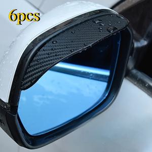 TEMU 업그레이드된 카본 파이버 텍스처 백미러 커버 - 6개입! 눈썹 디자인 - 90% 물방울 방지, 시야 확보, 다양한 모델에 적합, 패션 스포츠 스타일, 방풍 미러 커버