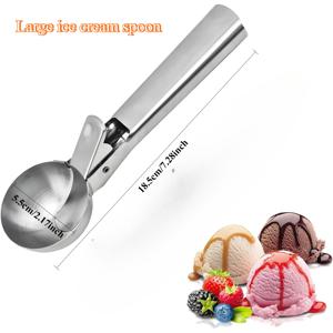 TEMU 대형 또는 소형 고품질 스테인리스 스틸 스쿱 1개입 - 릴리스 트리거 특징, 고강도 금속 재질, 식기세척기 사용 가능, 과일, , 냉동 요거트 및 스다에 적합, 소형 및 대형 사이즈로 제공.