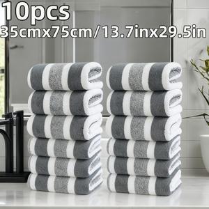 TEMU 10개입 핸드타월, 35cm X 75cm / 13.7인치 X 29.5인치, 두꺼운 코랄 핸드타월, 마이크로파이버 타월, 다양한 색상, 고흡수력, 빠른 건조, 부드럽고 편안함, 욕실 필수품, 욕실, 샤워실, 호텔, 캠핑용. 마이크로파이버 핸드타월 1개, 목욕타월 세트, 휴대용 및 가벼운 타월, 목욕 및 캠핑 장비에 이상적|수건|캠핑용품|샤워타올