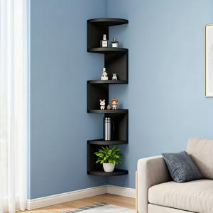 TEMU 벽걸이형 5단 코너 선반. 모던한 유럽 디자인의 이 장식용 책장은 드릴로 설치할 수 있습니다. 거실, 침실, 욕실, 홈 오피스에서 사용하기에 이상적입니다.|책장