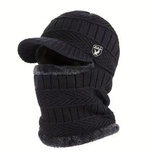 TEMU 겨울용 남녀공용 따뜻한 니트 모자, 비니 및 넥 게이터 통합 디자인, 부드럽고 편안한 두께 있는 플리스 소재 사용, 야외 레저, 사이클링 및 기타 12가지 시나리오에 적합, 스키용 필수품.