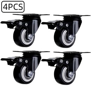 TEMU 4개 세트 헤비듀티 1.5인치 스위블 캐스터 (잠금 및 회전 바퀴 포함) - 올테레인 롤링, 안전 잠금 시스템, 의자, 테이블, 사무실 캐비닛, 가구 및 수납함용 (블랙) - 장착 및/또는 미장착 가능