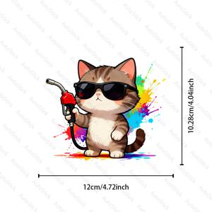TEMU 귀여운 펫 트렌디 쿨 고양이 패션 안경 착용 창의적인 자동차 스티커, 컬러풀 잉크 스플래시 효과, 귀여운 패턴, 쉽게 부착 및 떨어지지 않음, 흠집 커버 및 스크래치 방지, 자동차, 연료 탱크 캡, 매끄러운 표면, 일상 장식용