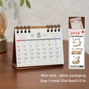TEMU 2026년 신상 심플 더블 루프 플립 페이지 데스크탑 캘린더 사무실 장식 노트 2025-2026년 플래너, 일일 스케줄, 월별 보기, 종이 재질, 중국어, 펜 홀더 포함|2025년달력