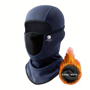 TEMU 남성용 보온 스키 마스크 & - 불꽃 디자인의 전체 얼굴 커버, 방풍 및 방한 기능, 통기성 니트 원단, 오렌지 불꽃 패턴|마스크