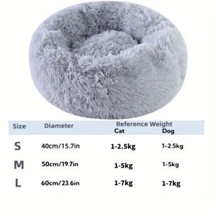 TEMU 신상 럭셔리 소프트 플러시 도넛 펫 베개 침대, 사계절용 두꺼운 폴리에스터 충전재, 동시에 3마리 동물 수용, 다중 사이즈 고양이와 강아지 침대 선물, 소형, 중형, 대형 고양이와 강아지용