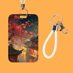 TEMU 맞춤형 양면 ID 카드 홀더 (목걸이 포함) - 개인 맞춤형 풍경 디자인, ABS 소재, 명함, 직장 ID 등에 적합 - 맞춤형 사무실 및 학교 용품, ID 카드 홀더, 직장 ID 액세서리, 튼튼한 카드 홀더