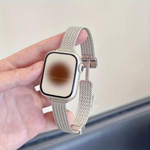 TEMU Apple Watch용 자석 접이식 루프 밴드 | 스테인리스 스틸 스트랩, 38mm~49mm 시계 사이즈에 적합, iWatch S10/11/9/8/7/6/5/4 SE 호환