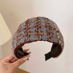 TEMU 1개 빈티지 헤어밴드 - 우아한 컬러블록 수평/수직 & 미세 압박 앞머리로 볼륨/커버 추가 - 가을 겨울 헤어스타일, 대부분의 헤어 타입에 적합