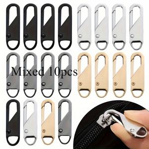 TEMU 10개 세트 헤비듀티 금속 지퍼 슬라이더 교체용 헤드 - 멀티컬러 (색상 구분용) - 간편 설치 지퍼 풀, 캐리어, 재킷, 가방, 텐트용 - 내구성 지퍼 팁 1.5” x 0.5” - DIY 수리용