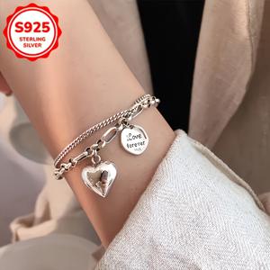 TEMU S 저자극성 더블 레이어 팔찌, 독특한 불규칙 라운드 디스크 디자인, 발렌타인데이 선물, 매칭 액세서리, 장식용 오너먼트, 사계절 착용 가능, 휴일 액세서리,빈티지 매력,우아한 디자인,스타일리시한 장식품