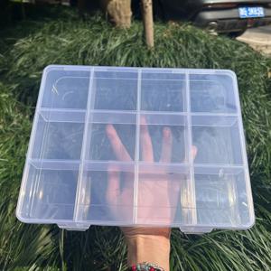 TEMU 12칸 투명 플라스틱 주얼리 정리함 (카드 슬롯 포함) | 대용량, 비즈 및 액세서리 보관을 위한 고정 칸막이