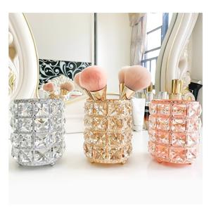 TEMU [] 브러쉬 버킷 화장품 정리함 골드컬러