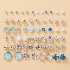 TEMU 하트, 별, 체리, 꽃 패션 스터드 귀걸이 30쌍 세트