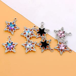 TEMU 8개 세트 믹스 블랙 다즐링 퍼플 라이트 샴페인 핑크 스타 참 아연 합금 별 모양 은색 귀걸이 DIY 팔찌 목걸이 홀리 스타 펜던트, 람단 선물용