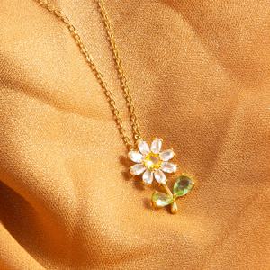 TEMU LNCHRAN 여성용 라인스톤 펜던트 목걸이 - 스테인리스 스틸 저알러지, 귀여운 시골 스타일, 코팅된 & 라인스톤, 민감성 피부용 하이포알러제닉, 연한 베이지, 데일리 웨어 & 유럽 스타일