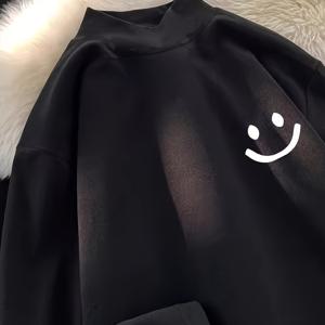 TEMU 소년 겨울용 보온 기분 프린트 티셔츠 - 두꺼운 레이어드 속옷 같은 베이스 레이어, 하이넥 긴팔 셔츠, 부드럽고 신축성 있는 소재 (어린이부터 청소년까지) - 손세탁 가능한 추운 날씨 옷