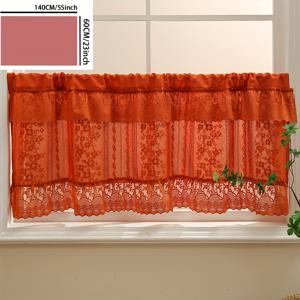 TEMU 1개 로맨틱 오렌지 레이스 커튼, 러플 디자인