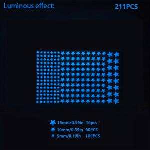 TEMU 211개 야광 별 스티커 천장 장식용, 사실적인 3D 별빛 하늘 스티커, 십대 침실 장식 및 선물용으로 완벽 (블루)