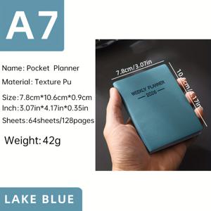 TEMU 1 A7 사이즈 2026년 영어 플래너, 64매 128페이지 얇은 주간 캘린더, 모란디 컬러 스킴 스케줄 북, 책의 내부 페이지에는 연간 캘린더, 월간 계획, 주간 계획, 365일 일일 계획이 포함되어 있습니다. 휴일 선물 및 일상 생활에 적합합니다.|캘린더