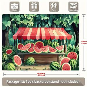 TEMU [파티 배너]1개 수박 모양 배경 과일 테마 파티 배너 - 5.9x7.5ft 폴리에스터 파티 장식용 배경, 테마 장식 - 실내외 사용, 포토 부스 사진 배경, 홈 벽 장식, 파티 배경 장식 용품에 이상적