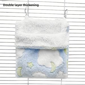 TEMU 1개 플란넬 슈가 글라이더 해먹 - 겨울용 따뜻한 물림 방지 이중층 두꺼운 폴리에스터 매달리는 수면백, 탈착 가능한 커버 포함 사계절용 아늑한 둥지, 3가지 색상 소형 애완동물 케이지 액세서리 & 장식, 고양이 해먹, 귀여운 동물 디자인