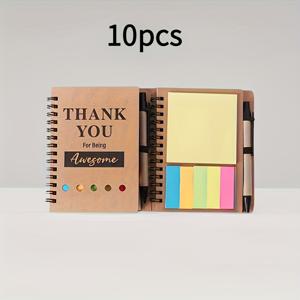 TEMU 스파이럴 디자인 노트북 5세트/10세트, 감사 선물, 직원 감사 선물, 스티커 메모지, 동기부여 펜 포함. 백투스쿨 - 스승의 날, 할로윈, 크리스마스에 딱 맞는 선물