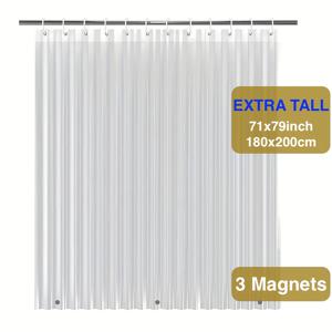 TEMU 1개 경량 투명 샤워 커튼 라이너, 금속 고리 포함 (상단), 200cm x 200cm, 홈/호텔/기숙사/아파트/RV/꽃집/온실용, 홈 데코, 욕실 장식