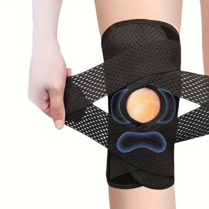 TEMU Procare 무릎 보호대 2개 세트 (사이드 스태빌라이저, 개선된 압박, 통기성 조절 가능 브레이스 포함). 남성용, 나일론 원단 재질, 전기 불필요.