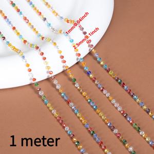 TEMU 여름에 적합한 2미터 스테인리스 스틸 미세 체인, 컬러풀 비즈와 2.5mm 인조 비즈가 특징이며, 주얼리 제작 용품으로 사용됩니다.