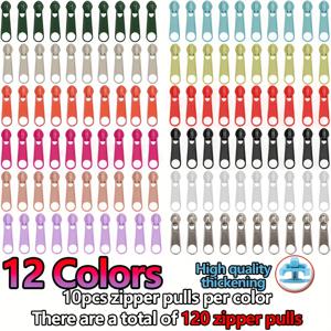 TEMU 120개입 지퍼 수리 세트, 12가지 컬러 옵션 포함 - 퀼트 커버, 베갯잎, 가방용 패션 프린트 지퍼 (3# 지퍼 풀 포함), 의류, 재킷, 백팩, 수리용