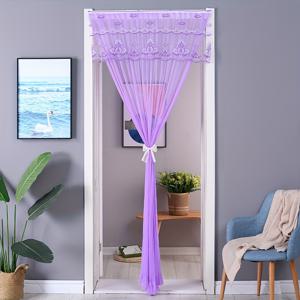 TEMU 1개 빈티지 플로랄 레이스 자수 문 커튼 - 모기 및 파리 방지, 드릴 필요 없음, 손세탁 전용 폴리에스터, 침실 분할 & 홈 데코용 도어/창문, 우아한 창문 처리, 쉬운 설치 디자인, 클래식 스타일, 내구성 있는 소재, 인테리어 디자이너용