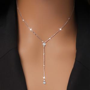 TEMU 여성 패션 Y자형 목걸이 (S925 스테인리스 실버, 합성 지르코니아(Cubic Zirconia) 재질). 이 세련되고 우아한 목걸이는 선물 상자로 포장되어 있으며, , 휴가, 발렌타인데이, 생일 선물로 완벽합니다.