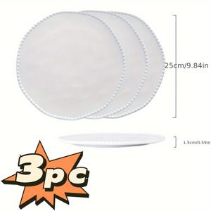 TEMU 3피스 도자기 비즈 접시, 고급 식기 업그레이드 에디션, 하이엔드 레스토랑 전용, 예술적 식기류, 디저트 플레이트, 서빙 트레이, 불규칙한 웨스턴 스타일 화이트 세라믹 접시, 도자기, 이탈리안 파스타 플레이트, 럭셔리 포슬린