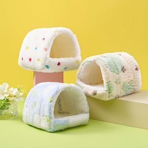 TEMU 1개 플란넬 따뜻한 하우스 - 햄스터, 저빌, 친칠라, , 다람쥐, 새용 실내 겨울 쉼터, 색상 랜덤