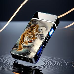 TEMU 패션 신제품 LED 지능형 야외 방풍 이중 아크 라이터 플래시라이트 무화염 전자식 휴대용 플라즈마 USB 충전식 전기 라이터, 남녀 공용 생존 도구, 캠핑 장비, 세련된 디자인, 스타일리쉬 액세서리, 내구성 강한 구조, 무화염 점화, 흡연가 선물, 테크사바이 사용자용|캠핑용품|후레쉬