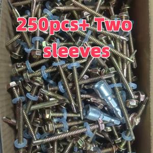 TEMU 다양한 사이즈의 아연 도금 육각 머리 자가 드릴링 나사, 설치 슬리브 및 와셔 포함, 외부 육각 드릴 비트, 부분 스레드, 외부 육각 드라이브. 금속, 가구, 건축, 수리용 - 컬러 스틸 타일 건설에 특화된 강판 고정재