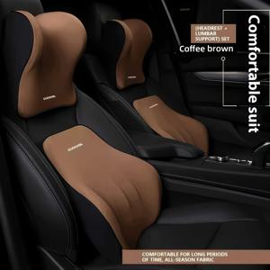 TEMU 1 헤드레스트 + 1 허리 지지대, 인체공학적 차량용 목 및 등 지지 세트 | 편안한 지지력 | 대부분의 차량 모델에 적합|허리보호대|목베개