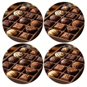 TEMU 4개 세트 원형 플레이스매트, 15x15인치, 다이닝 및 주방 장식용 어소티드 초콜릿 박스 CDZTnjy4574