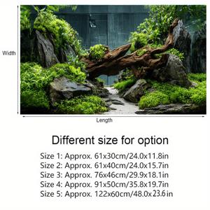 TEMU 3D 수족관 배경 벽지 - 3D 수초, 암석 및 녹색 식물 포함, 접착식 설치, 접착제 불필요, 물빠짐 방지 담수 및 해수 어항 장식