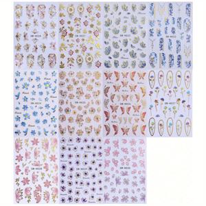 TEMU 11개 봄 여름 꽃무늬 네일 스티커, 벚꽃잎 DIY 우아하고 세련된 일본식 한국풍 네일 아트 장식, 여성용 네일 소품, 휴가 선물