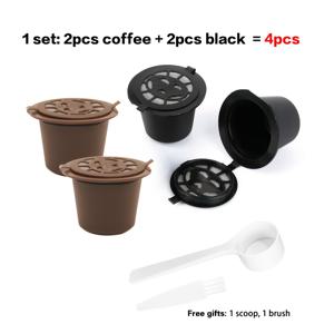 TEMU 【재사용 가능】 커피 캡슐 재활용 쉘 4개 세트 - 가정 및 사무실 사용에 적합한 커피 파우더 필터, 재사용 가능한 커피 캡슐 컵