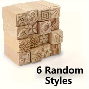 TEMU 6개 클레이 스탬프 키트 | 나무 손잡이 & 깊은 인상 - 폴리머 클레이 세라믹 에어 드라이 클레이 모형 도구, 엠보싱 롤러 핀, 초보자 공예 선물용 도자기 스탬프 세트