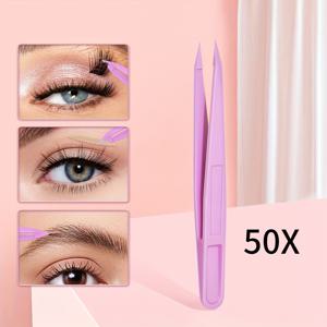 TEMU 50개 일회용 핀셋 - 인조 속눈썹 & 속눈썹 연장용, 고탄성 플라스틱 정밀 팁 핀셋, 데일리 메이크업, 네일 아트, 매니큐어 & 페디큐어용 - 무향, 전원 불필요, 뷰티 도구, 세련된 디자인, 내구성 있는 구조, 핀셋