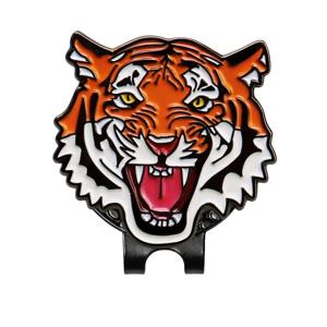 TEMU 골프 볼 마킹 클립 - 타이거 헤드 디자인, 그린에 골프볼 고정, 오렌지 & 블랙 액센트, 캡/모자 호환 가능 - 골퍼를 위한 아버지의 날 선물, 남녀 공용, 눈길을 사로잡는 엠블럼, 안정적인 부착, 스포츠 애호가를 위한 골프 코스 액세서리|볼캡