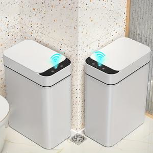 TEMU 2개 세트 터치리스 화장실용 소형 뚜껑 포함, 2.91갤런 자동 센서 스마트 , 침실/사무실/거실용 모션센서 자동 개폐식 플라스틱 슬림형 , 전동 오픈 기능 - 화이트|쓰레기통|음식물쓰레기통